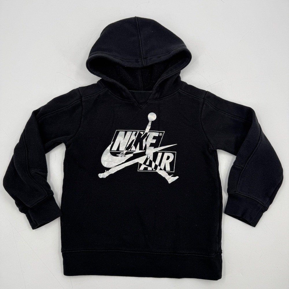 Kids Jordan Black Hoodie Sweatshirt Nike Air Jumpman Logo Pullover Size 6‎